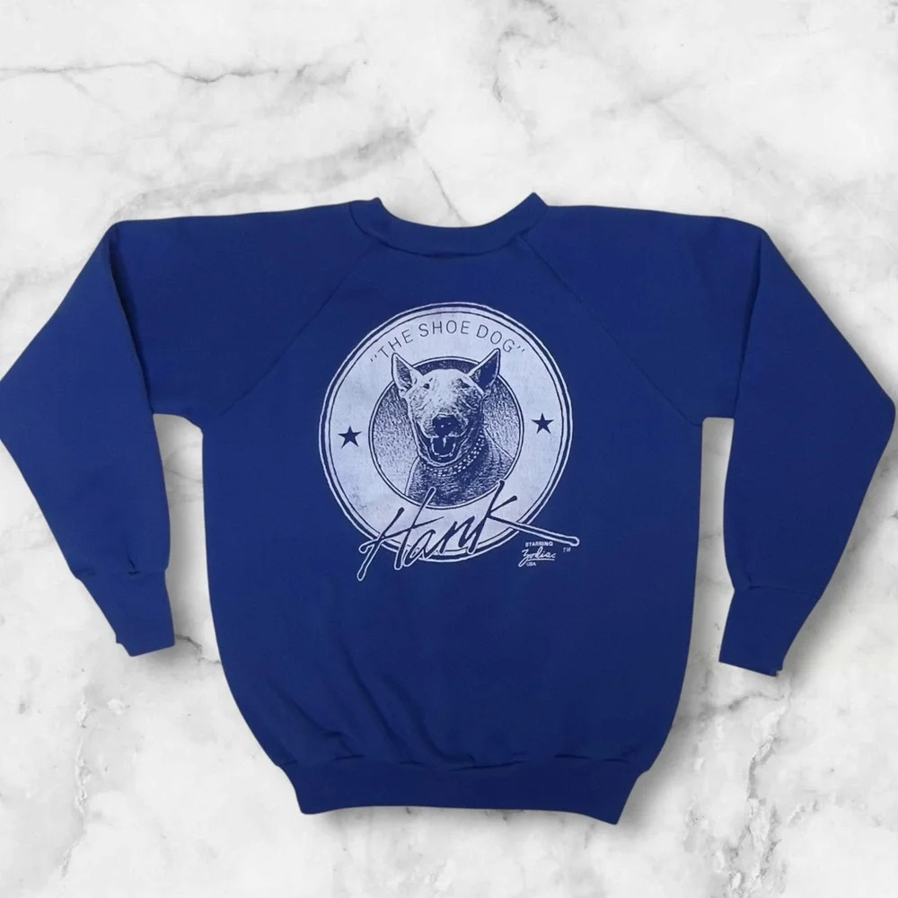 Vintage 80s Zodiac USA Bull Terrier Dog Graphic Crewneck Kids Sweatshirt